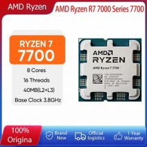 AMD Ryzen 7 7700 procesor 8 rdzeniowy 16 wątek 3.8GHz maksymalna częstotliwość zegara przyspieszenia 5.3GHz L3 = 32MB 65W gniazdo TDP AMD 5 DDR5
