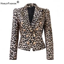 Tessuto personalizzato primavera autunno Migliore qualità Prezzo affare Donna Classico Leopaard Priting Slim Street Blazer Giacche femminili