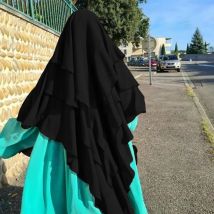 Foulard con scialle arabo TüRkiye in chiffon a tre strati con preghiera Khimar tinta unita 136 * 120 cm