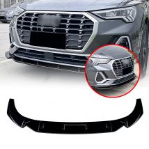 Für Audi Q3 F3 Sline 2019-2024 Frontschürze Spoiler Lippe Carbon Look/Glanz Schwarz Unteren Splitter körper Schutz Kit Klinge