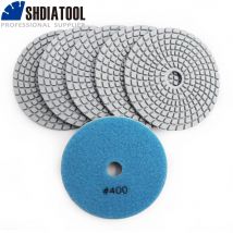 SHDIATOOL 6ps 4" # 400-Stein-Schleifscheiben, Diamant-Flexible Polierpads, Keramikfliesen, weiße Bindung, keine Farbe, verblassende Schleifscheibe
