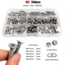 M1,6 M2 M2,5 M3 M4 M5 M6 M8 GB819 304 A2 Edelstahl Kreuz Phillips Flachsenkkopf Schraube Bolzen Mutter Unterlegscheibe Set Kit Box