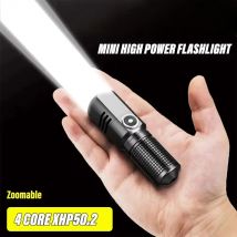 Mini Flashlight XHP50 LED USB C Rechargeable 16340 18650 Battery Flashlight 1500lm Powerful Torch Can Be Closed with One Click