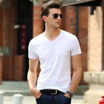 Herren V-Ausschnitt Unterhemden Mann Eis Seide nahtlose kurze Ärmel Grundlagen Hemden Jugend Sommer sexy Fitness Bodybuilding Unterwäsche