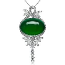 Natürlicher grüner Jade-Anhänger, Glückshalskette, Jadeit, Chalcedon, Amulett, modischer Charm-Schmuck, Geschenke für Frauen