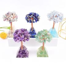 Natürlicher Kristallstein, Kunstharz, Kunsthandwerk, Pyramide, Baumprobe, Achat, Reiki, Heilung, Heimdekoration, Ornamente, Glücksbaum, DIY-Geschenk