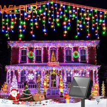 Luces solares de carámbanos para exteriores, 96/162 Leds, guirnaldas de luces decorativas navideñas, 8 modos de iluminación, guirnaldas de luces intermitentes para vacaciones