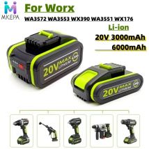 Per Worx WA3551 3000mAh/6000mAh Batteria 20V Cordless Strumento di Potere Batteria WA3572 WA3553 WX390 WX176 WX178 Batteria di Ricambio