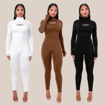 Individuelles LOGO 2023 Herbst/Winter Neue Enge Langarm Plüsch Overall frauen Yoga Body strampler frauen Overall