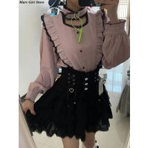 Japanese Lolita Lace Layered Skirt Women Anime High Waist Maid Style Sweet Ruffle Cake Skirt Kawaii Harajuku A-Line Mini Skirt