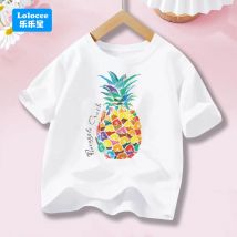 Kinder Kleidung 2026 Sonne Strand Ananas Lustige Ästhetische Gedruckt T-shirt Mädchen Freizeit Kurzarm Oansatz Obst T-shirt BL1