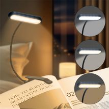 Lampada da lettura a LED ricaricabile tramite USB Lampada da lettura con morsetto per libri 3 temperature di colore per la lettura del lavoro Luce notturna del dormitorio degli studenti