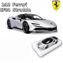 2025 Neues Bburago 1:18 Ferrari SF90 Stradale Assetto Silberlegierung Miniatur-Druckgussmodell Hardcover-Version Spielzeugautomodelle Geschenke