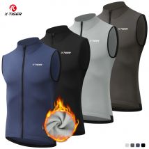 X-TIGER Cycling Vest Windproof Cycling Wind Gilet Cycling Windbreaker Unisex Winter fleece-lined insulated jacket Running vest