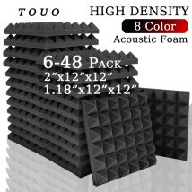 TOUO Schiuma Acustica 6-48 Pezzi Pannelli Murali Insonorizzati Studio Ad Alta Densità Materiale Fonoassorbente Schiuma Acustica Decorazione Della Casa