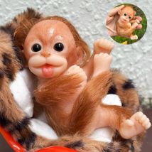 6Inch Mini Full Body Silicone Monkey Reborn Doll With Fur Handmade Lifelike Real Monkey Doll For Kid's Gift
