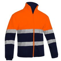 Männer der Zwei Ton Hohe Sichtbarkeit Reflektierende Polar Fleece Jacke Sicherheit Jacke Warmen Arbeit Tragen Orange Winter Jacke