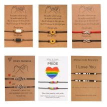 2 Stücke Freundschaft DIY Armband Set Für Paare Vulkanstein Charm Bead Armreifen Frauen Mann Glück Wunsch Karte Schmuck