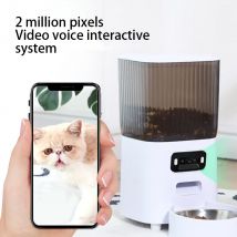 Alimentatore automatico intelligente per gatti con ciotole doppie da 5 litri con fotocamera Dispenser video per alimenti secchi per gatti Registratore vocale intelligente per animali domestici
