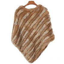Ethel Anderson Fur Pullover For Women Knitted Genuine Rabbit Fur Poncho Capes Lady Real Fur Knit Wraps Triangle Shawls Jackets