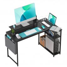 Schreibtisch, L-förmiger Computertisch, 100/120 x 70cm, Eckschreibtisch mit 2 Ablagen, platzsparender Bürotisch, Gaming, Homeoffice, einfacher Aufbau