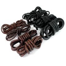2M Genuine Braided Leather Cord 3/4/5/6/8 mm Round Leather Rope Strap Thread for DIY Bracelet Necklace Jewelry Making Supplies