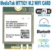 MediaTek MT7921 Desktop-Kit Wi-Fi 6 1800 Mbit/s Bluetooth 5.2 Wireless-Karte 802.11AX 8DBi Antennen NGFF m2 für Windows 10/11