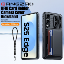 für Galaxy S25 Edge Hülle, Brieftasche, RFID, Kartenhalter, Kamerabdeckung, Ganzkörper, robuste, stoßfeste Silikon-Schutzhülle, Schwarz