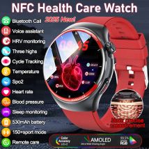 Smartwatch męski z szafirowym szkłem, detekcją laserową, precyzyjnym pomiarem tętna i ciśnienia krwi, obsługą ponad 150 sportów, połączeniami Bluetooth, NFC.