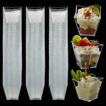 50-100pcs Square Clear Plastic Dessert Cups 2oz Small Mousse Cup Puddings Ice Cream Cups Parfait Cup Appetizer Cup For Party