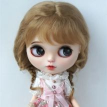 QBaby Mohair Doll wigs  D2033B 9-10inch 10-11inch Long Loose Double Ponytail BJD Hair With Joint Piece Blythes  Accessories