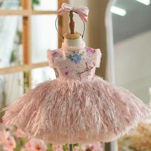 Gadis Baru Paketaian Tahun Baru Bedir Buatan Buatan Cantik Rosa Puff Puff Warmer Rock Baby Baby 2-10 Geburtstag Weihnachtskleid