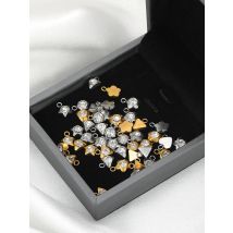 20Pcs/lot Stainless Steel Heart Zircon Charms Star Pendants for Earrings Necklace Material DIY Exquisite Jewelry Crafts Findings