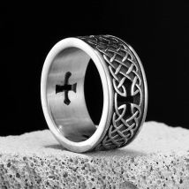 Viking Keltischer Knoten Kreuz Edelstahl Damen Herren Ringe Punk Vintage Für Freund Biker Schmuck Kreativität Geschenk Großhandel