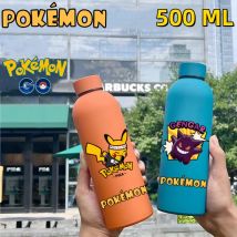 Termo deportivo de Pokémon Pikachu, botella de boca pequeña de doble capa al vacío de acero inoxidable, botella esmerilada de café de Cola, regalo