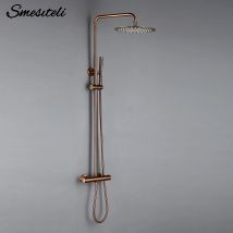 Thermostat Mischer Dusche Wand Halterung Bad Wasserhahn Umsteller Mit Regen Kopf Handbrause Thermostat Solide Messing Großhandel Premium