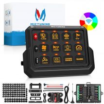 MICTUNING P1s Panel de interruptor de 12 bandas, inalámbrico, brillo de colores RGB ajustable, estroboscópico momentáneo de palanca multifunción