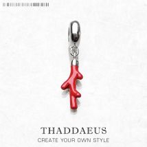 Imitation Red Coral Pendant Charm Lucky Gift For Women Pure 925 Sterling Silver Spring Brand New Fine Jewelry
