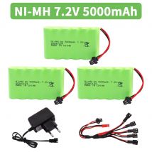 7.2V Ni-MH 5000mAh Battery and Charger Set For RC Cars Robot Tanks Gun Boats Toys Accessories upgrade 7.2 V SM-2Plug