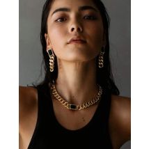 Messing Mit 18K Gold Zirkon Schwarz Jade Erklärung Halskette Frauen Schmuck Runway Kleid Hiphop Seltene Glam Japan Koreanische Mode