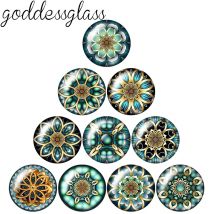Neue grüne & goldene Art Blumenmuster 10 stücke 12mm/18mm/20mm/25mm runde Foto Glas Cabochon flache Rückseite Halskette machen Ergebnisse