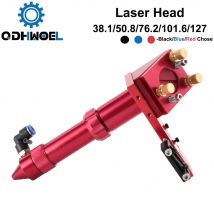 QDHWOEL CO2-Laserkopf für 20 mm Fokuslinse FL 38,1 50,8 63,5 76,2 101,6 mm mit 25 mm Spiegelhalterung