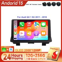 Android 15 Car Radio For Audi Q3 1 8U 2011 - 2018 Multimedia Head Unit Audio DVD QLED Carplay Player Navigation DSP Auto Stereo