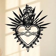 Wandkunst aus Metall, Heiliges Herz Christus mit heiligen Worten, Verse, ideal für die Dekoration von Wohnen und Wohnzimmer auf Glaube