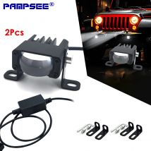 2PCS Headlights Bumper Fog LED Lights Mini Driving Work Lights Grille Lights Car Motorcycle Assist Lighting Kit 6000K 9V-36V