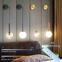 Nordic 2.4G ≤ 30M Remote Control Dimming Wall Lamp Black/Gold Bedside Lamp Living Room Bedroom Mirror Wall Mounted Pendant Light