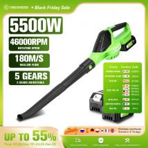 ONEGREEN 5500W Brushless Elettrico Ventilatore di Aria 5 Marce Cordless Foglie Ventilatore Neve Polvere Strumento di Pulizia Per Makita 18V Batteria Spille