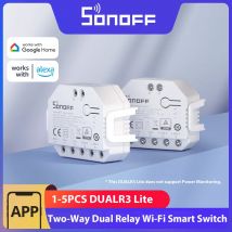 SONOFF DUALR3 Lite módulo de relé Dual DIY MINI interruptor WiFi inteligente 1-5 uds sincronización de Control bidireccional a través de eWeLink Alexa Google Smart Home
