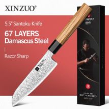 XINZUO Neues Design 5,5 Zoll Santokumesser Scharfes und langlebiges Küchenmesser Damaststahl Edelstahl Japanisches Kochmesser