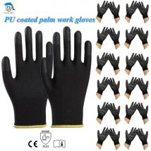 10-50 pares de guantes de nailon PU, guantes de trabajo de seguridad, guantes especiales de reparación, guantes recubiertos de palma, suministros para trabajadores de reparación de carpintero